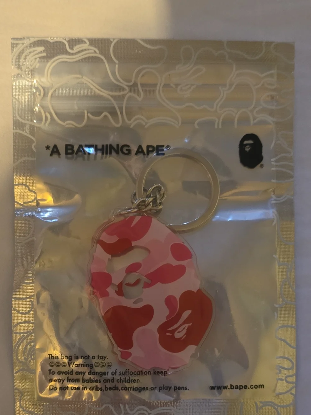 DS BAPE ABC Camo Ape Head Acrylic Keychain Pink - New In Bag - Bathing Ape